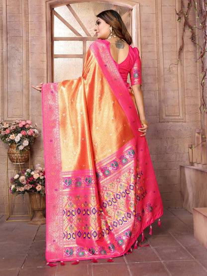 Anaita Dark Golden Tissue Silk With Weaving Saree With Blouse