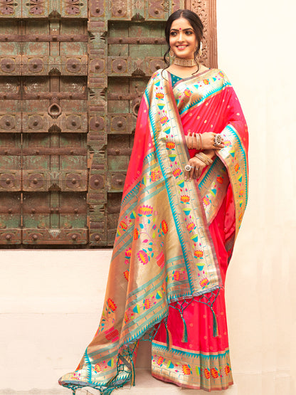 Anaita Pink Silk Saree With Blouse Piece