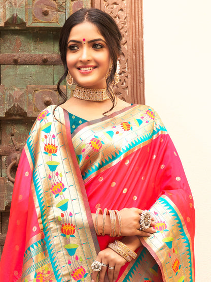 Anaita Pink Silk Saree With Blouse Piece