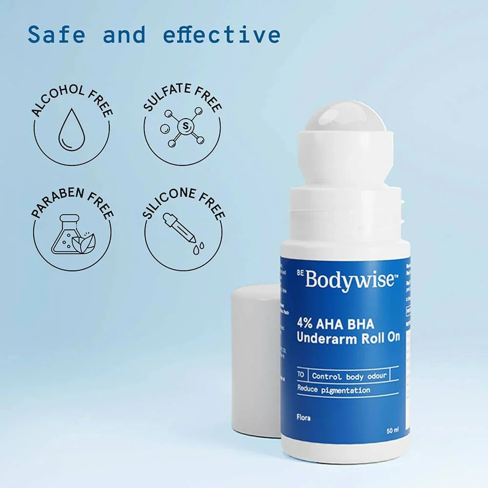 Be Bodywise 4% AHA BHA UnderArm Roll On - Flora -50 ml