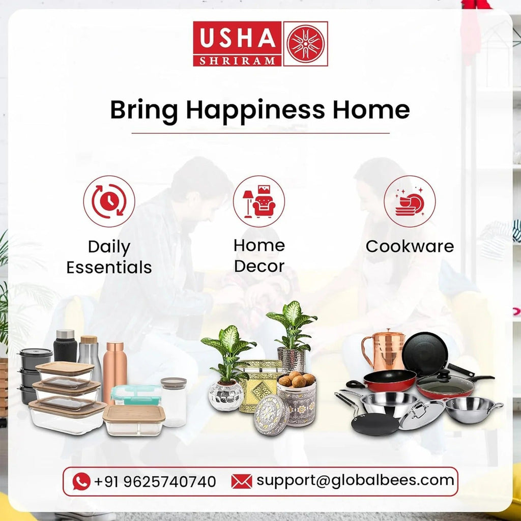 USHA SHRIRAM Triply Stainless Steel Handi 4L 22cm 2.5mm Casserole SS Lid Biryani Pot Cook Serve