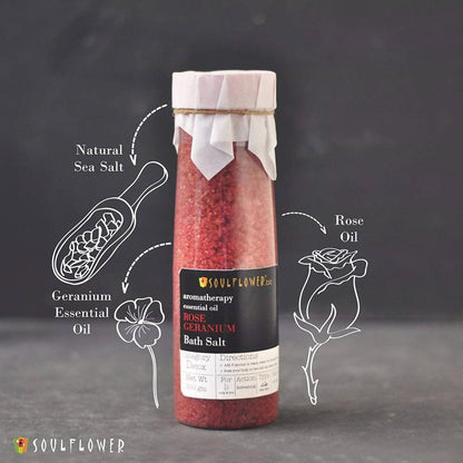 Soulflower Aromatherapy Essential Oil Rose Geranium Bath Salt
