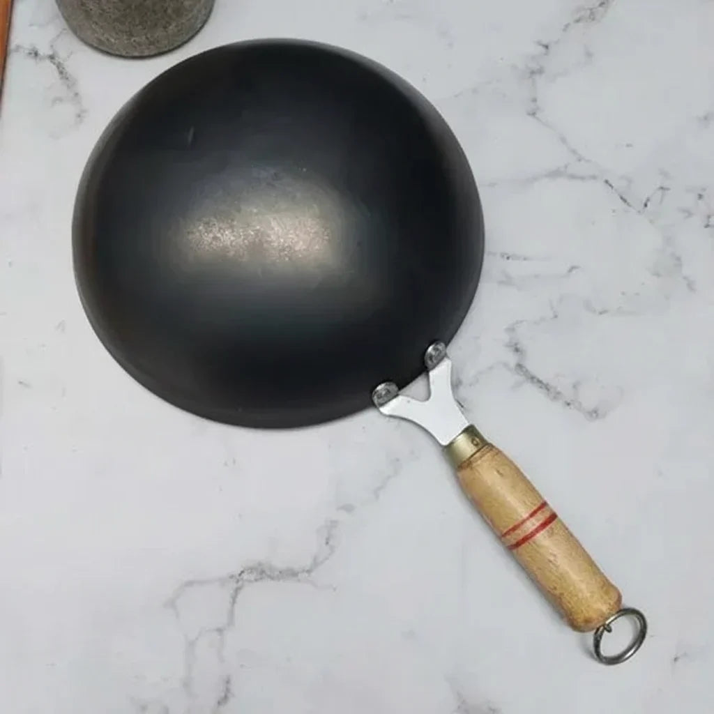 Zishta Pure Iron Wok with Wooden Handle
