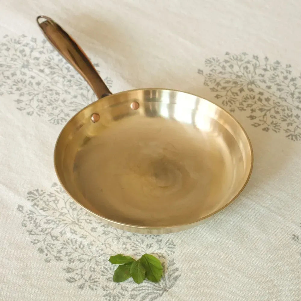 Zishta Kansa Tulsi Fry Pan Handcrafted Bronze Bell Metal Cookware