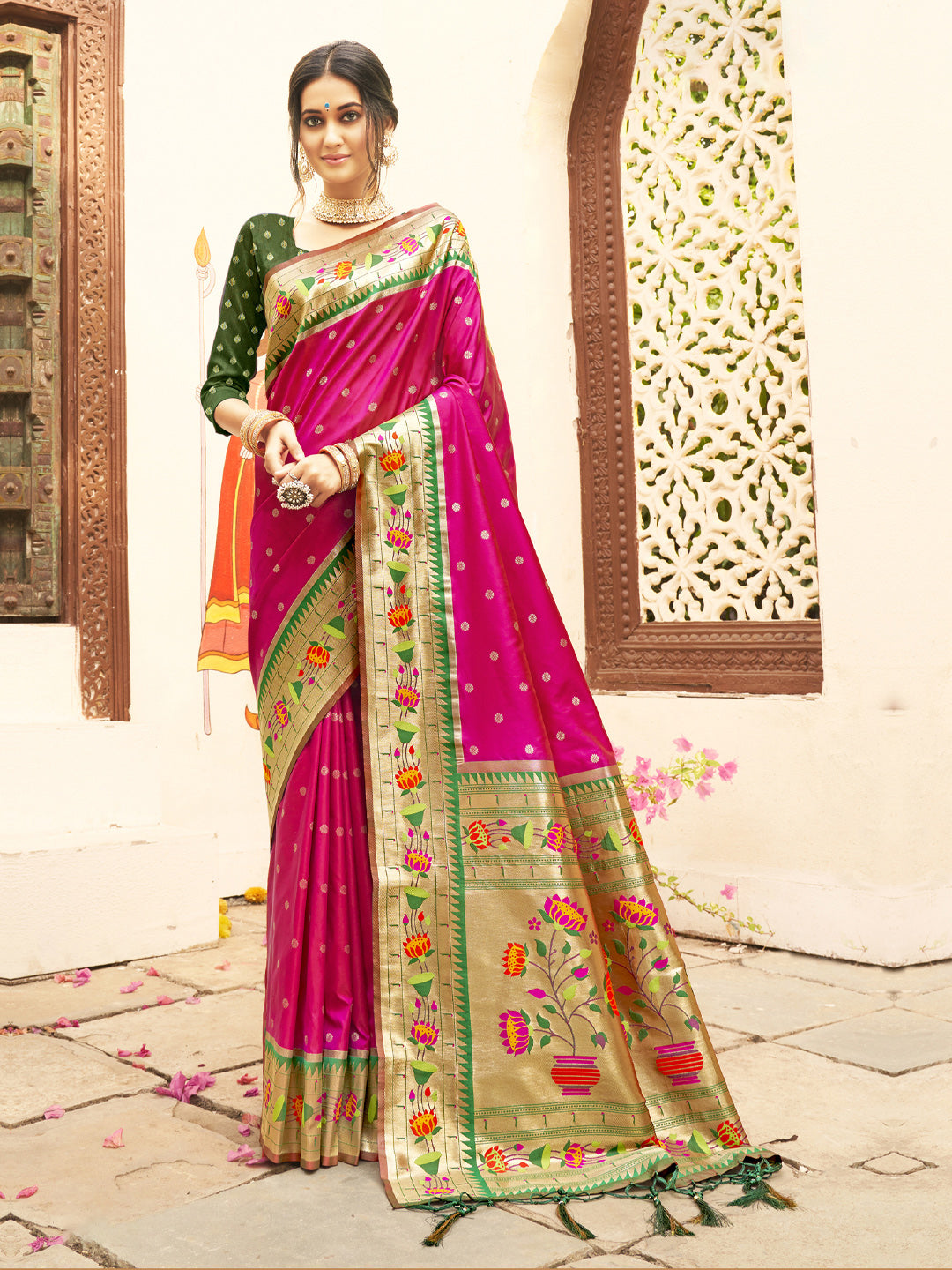 Anaita Purple Silk Saree With Blouse Piece