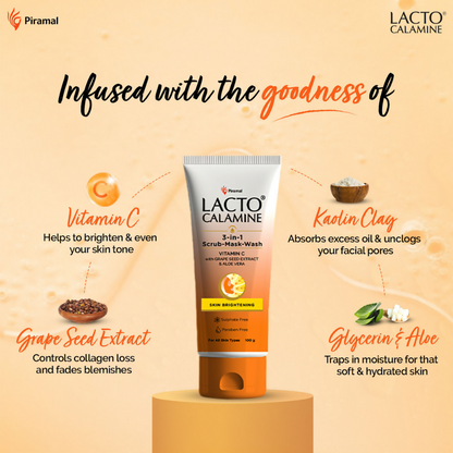 Lacto Calamine 3 - In - 1 Vitamin C Face Scrub - Mask - Wash