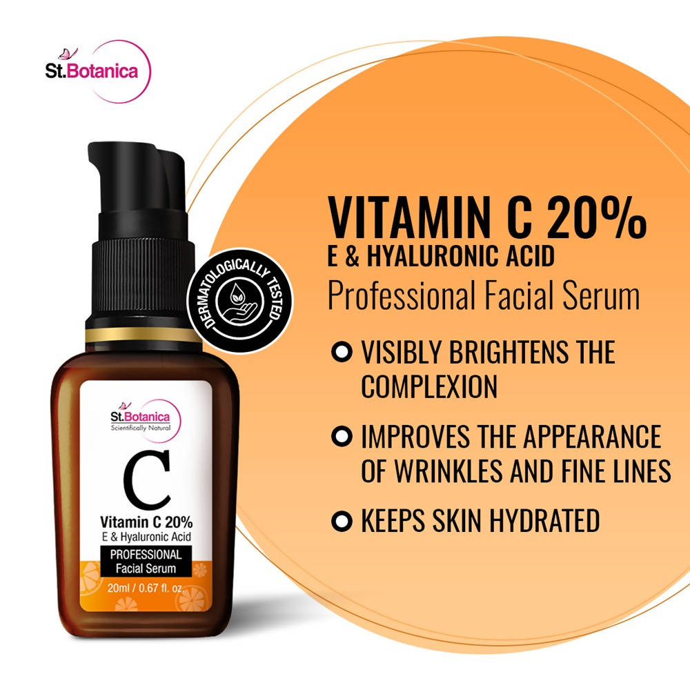 St.Botanica Vitamin C 20% E & Hyaluronic Acid Professional Facial Serum - 20 ml