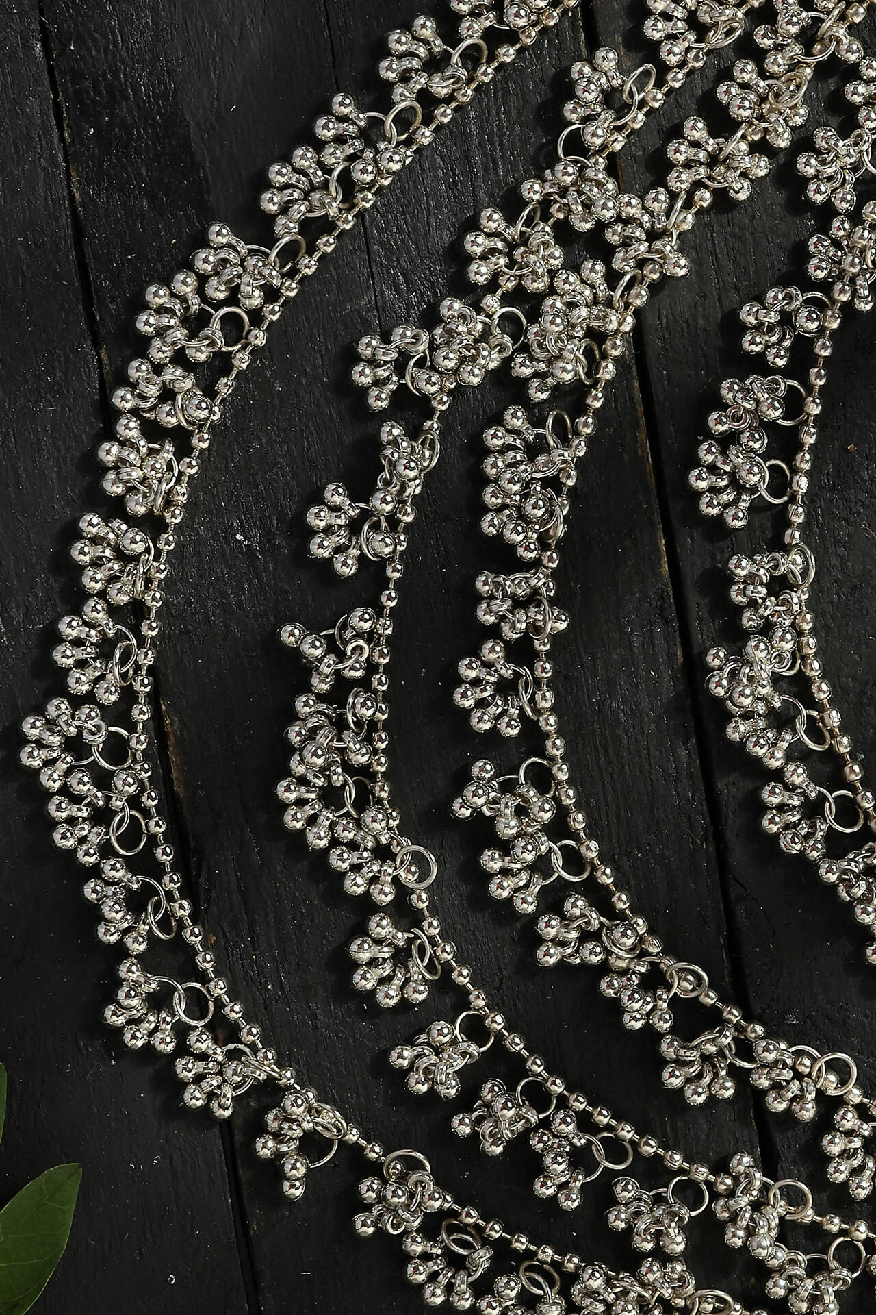Mominos Fashion Johar Kamal Oxidised Silver-Plated Brass Finish Ghungroo Necklace with Earrings For Women