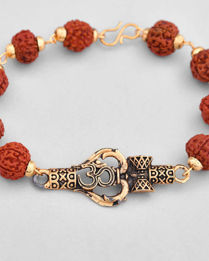 VOJ Gold-Polished Rudraksh Bracelet