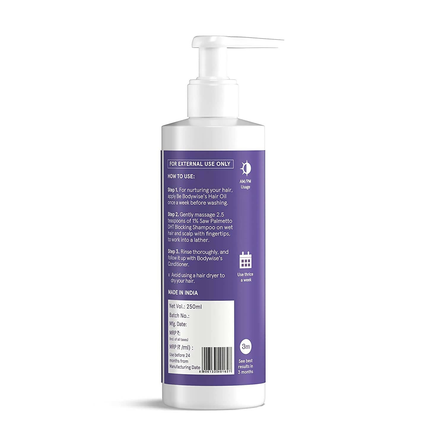 BeBodywise 1% Saw Palmetto DHT Blocking Shampoo - 250 ml