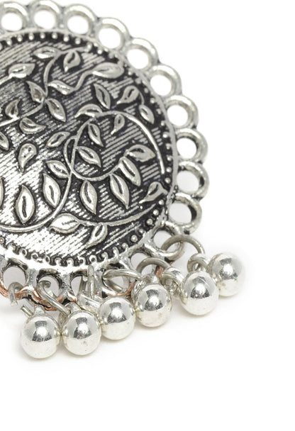 Mominos Fashion Johar Kamal Oxidised Silver Plated Stud Earrings