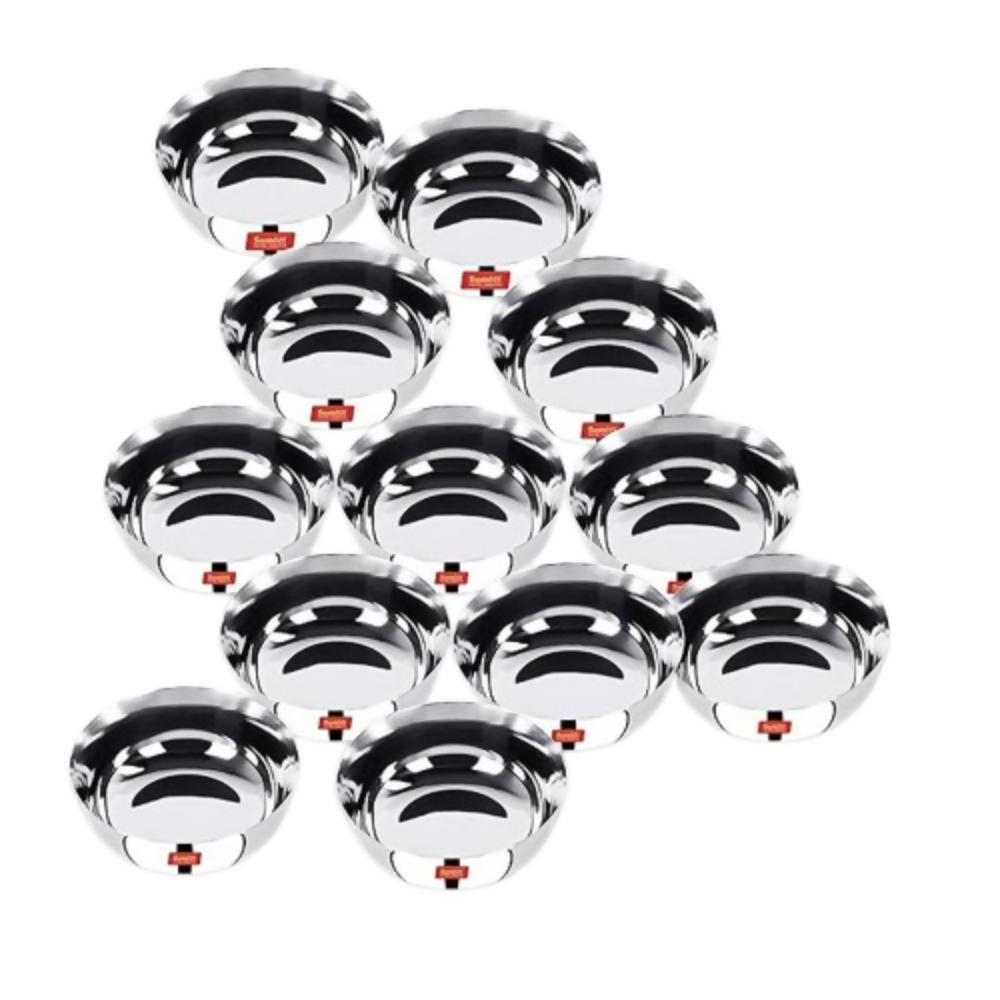 Sumeet Stainless Steel Heavy Gauge Solid Bowl Wati Set with Mirror Finish