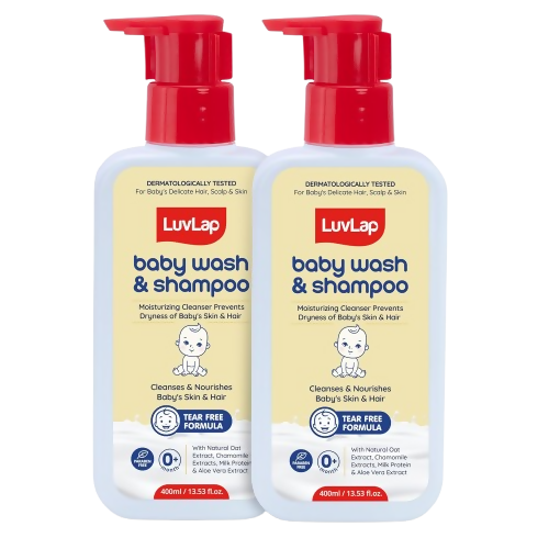 LuvLap Baby Wash & Shampoo with Chamomile, Milk Protein, Oatmeal & Shea Butter