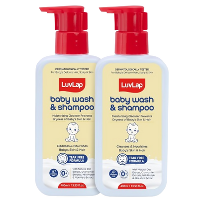 LuvLap Baby Wash & Shampoo with Chamomile, Milk Protein, Oatmeal & Shea Butter