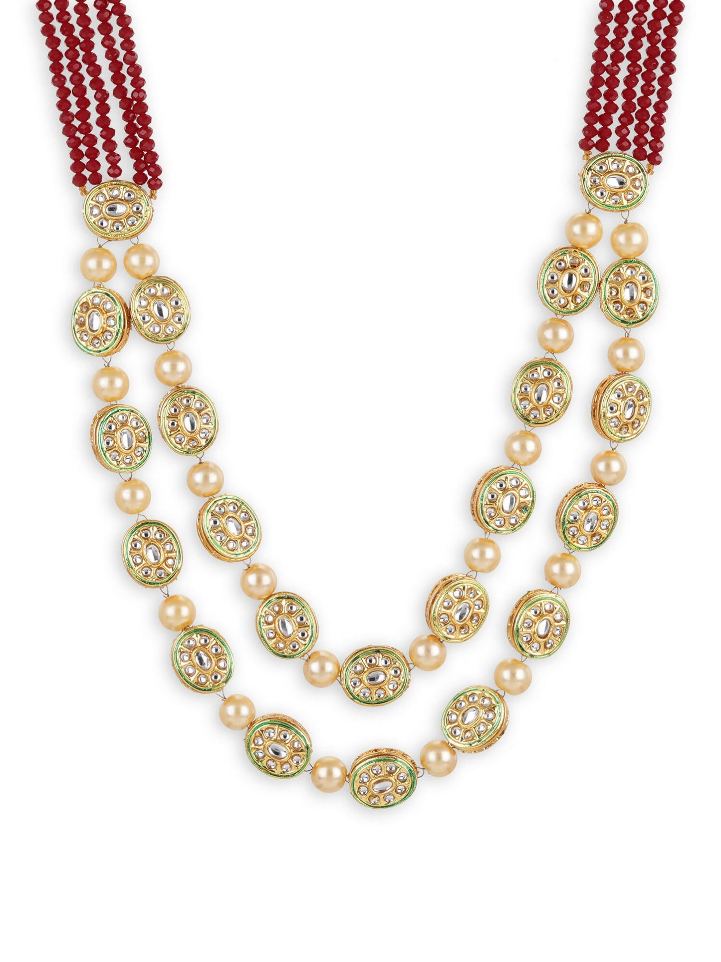 Gold-Toned Red Brass Gold-Polished Necklace - Ruby Raang