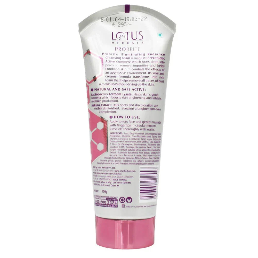 Lotus Herbals Probrite Illuminating Radiance Cleansing Foam - 100 gms