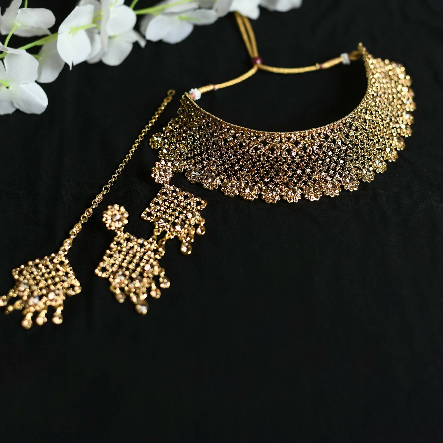 Mominos Fashion Johar Kamal Traditional Rajwadi Design Heavy Golden Color Choker Set