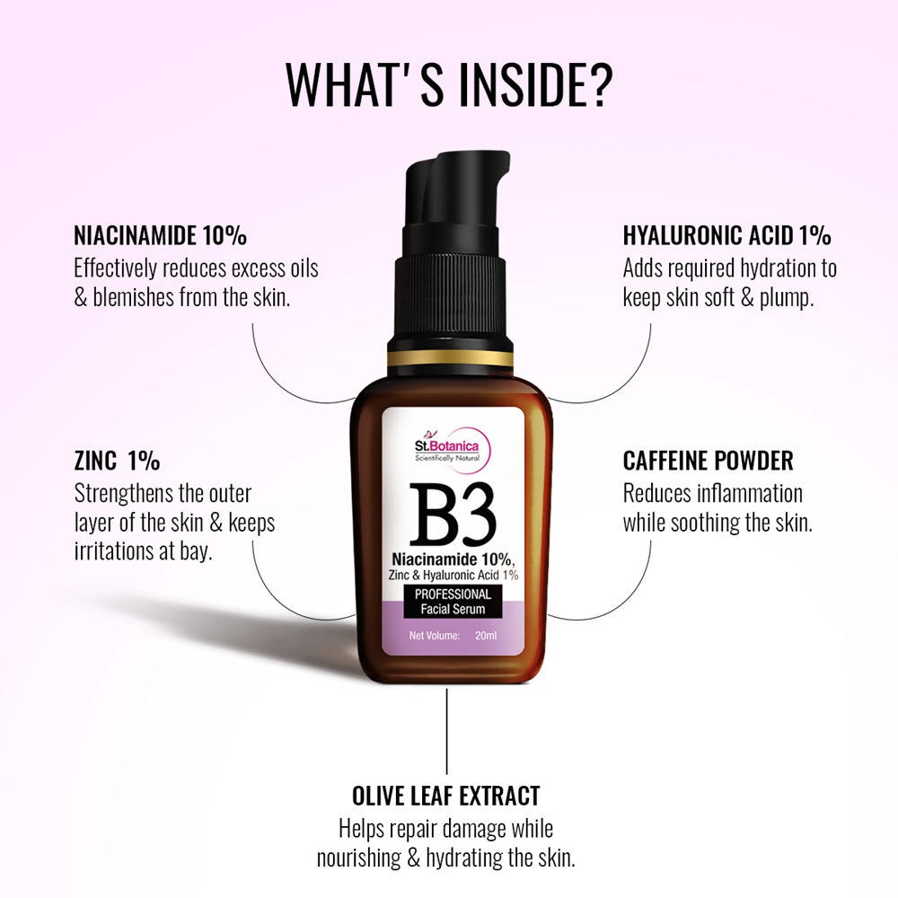 St.Botanica B3 Niacinamide, Zinc & Hyaluronic Acid Professional Facial Serum