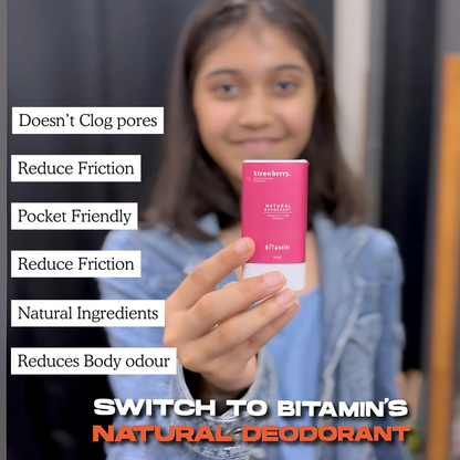 Bitamin Natural Strawberry, Seasalt, Cotton Vanilla Deodorant Teens