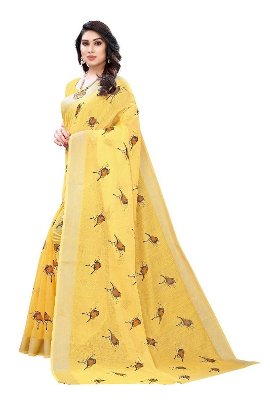 Vamika Yellow Chanderi Designer Saree (SERIN YELLOW)