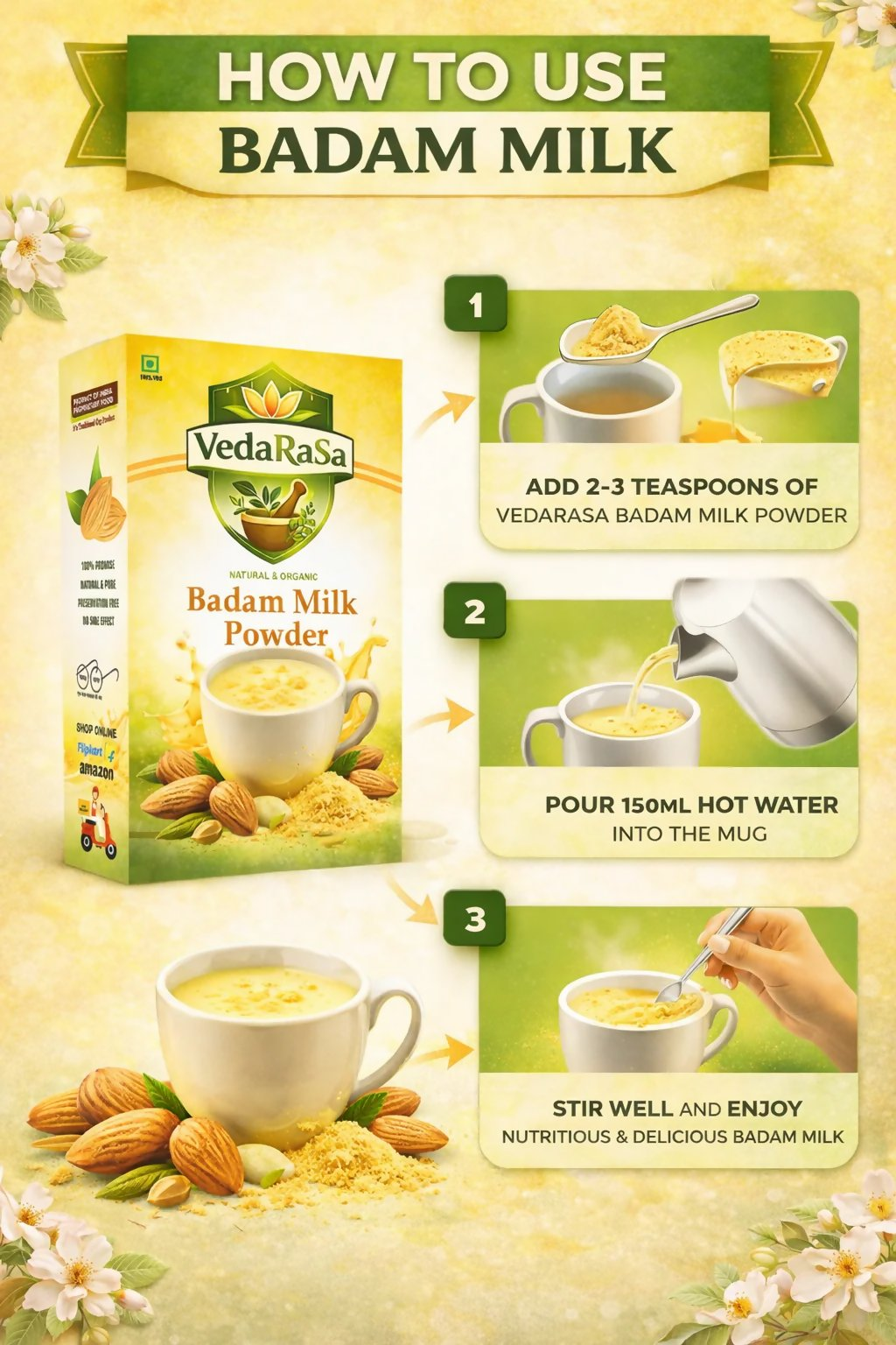 VedaRasa Badam Milk Powder Instant Almond Drink Mix