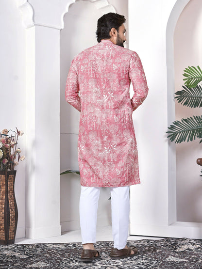 Anaita Pink Digital Printed Work Cotton Straight Kurta