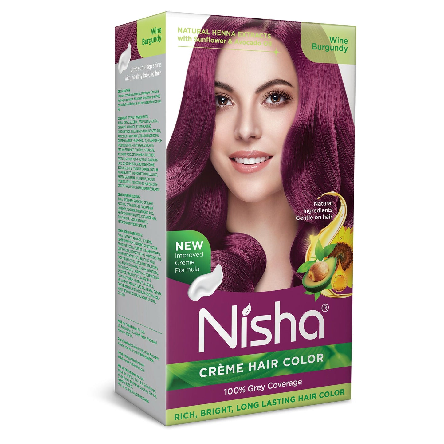 Nisha Creme Hair Color for Women - Wine Burgundy