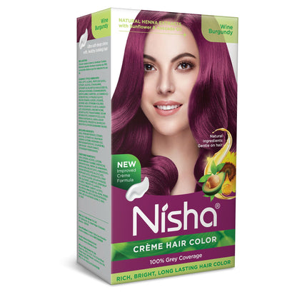 Nisha Creme Hair Color for Women - Wine Burgundy