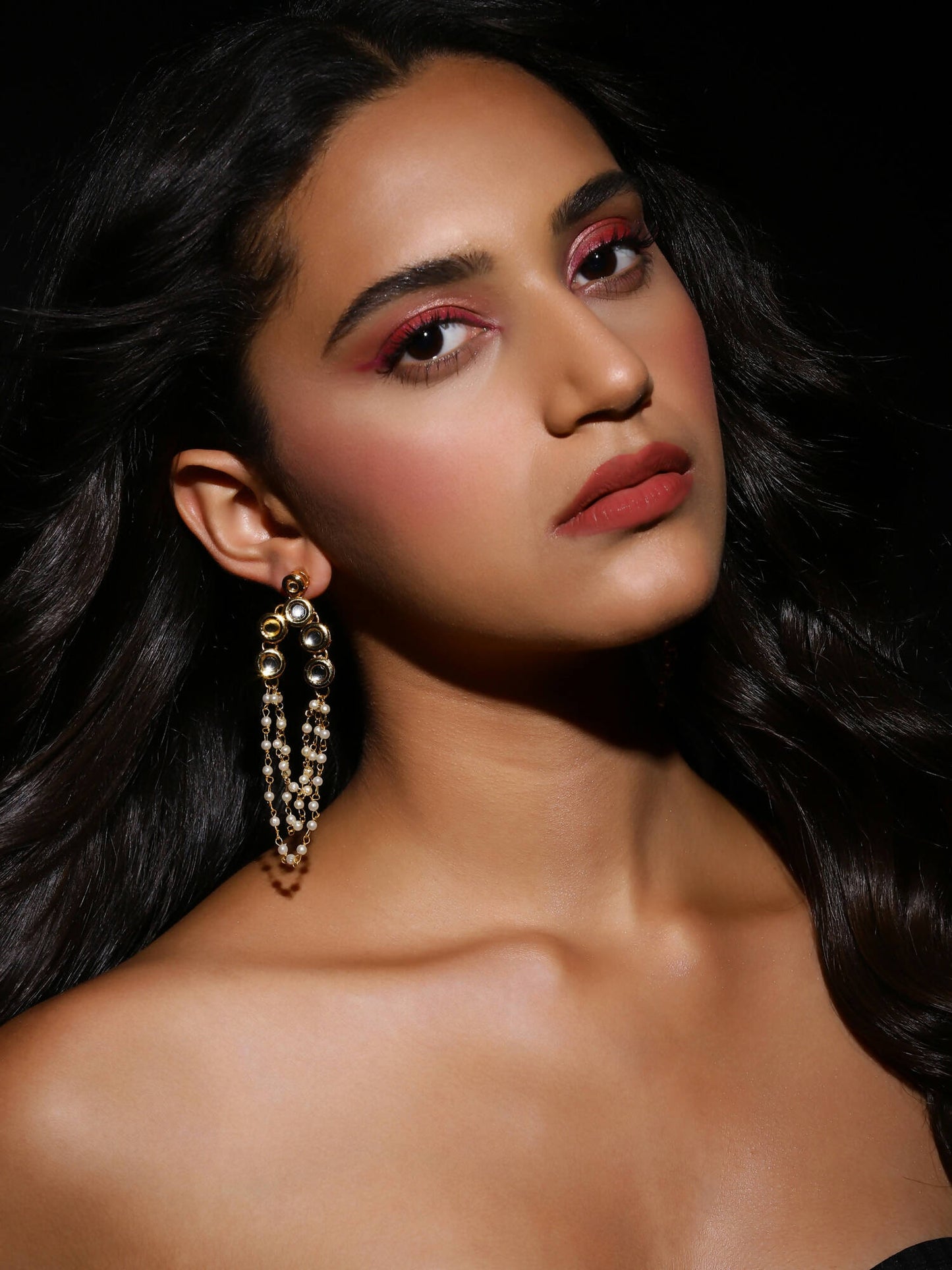 Gold-Polished Off White Contemporary Drop Earrings - Ruby Raang