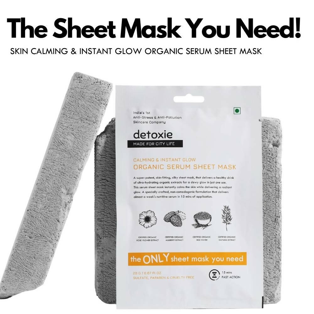 Detoxie Calming & Instant Glow Organic Serum Sheet Mask - 20 gms