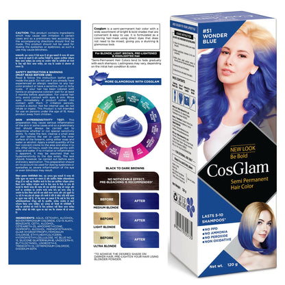 Cosglam Semi Permanent Hair Color for Women & Men (#51 Wonder Blue)