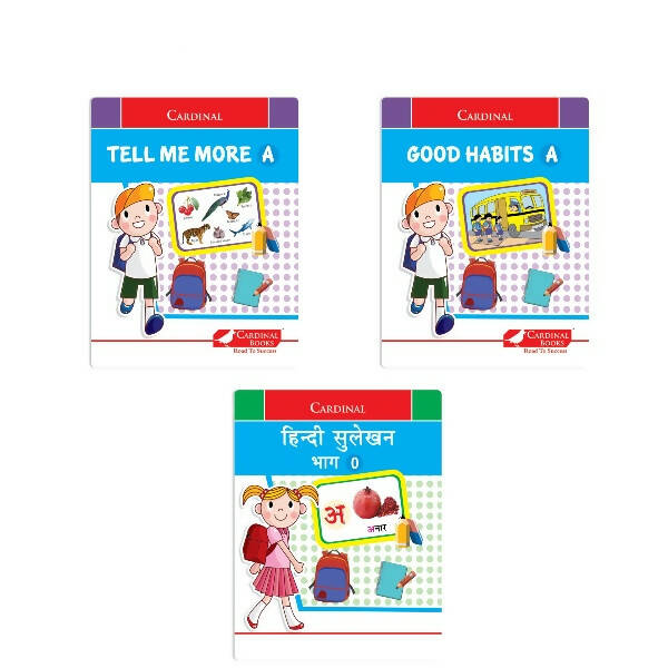 Cardinal General Knowledge Book Set 1 (Set of 3)|Good Habit A| Hindi Sulekhan Bhag 0| Tell Me More A| Combo Book Set| Ages 3-7 Years