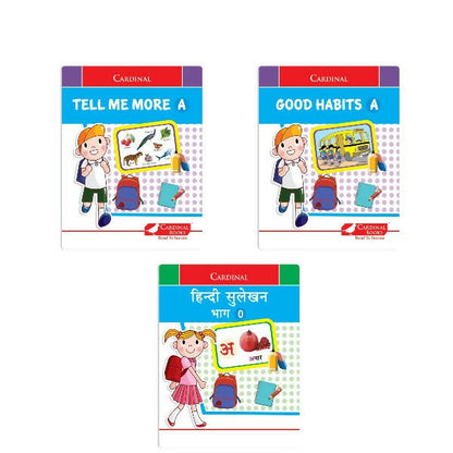 Cardinal General Knowledge Book Set 1 (Set of 3)|Good Habit A| Hindi Sulekhan Bhag 0| Tell Me More A| Combo Book Set| Ages 3-7 Years