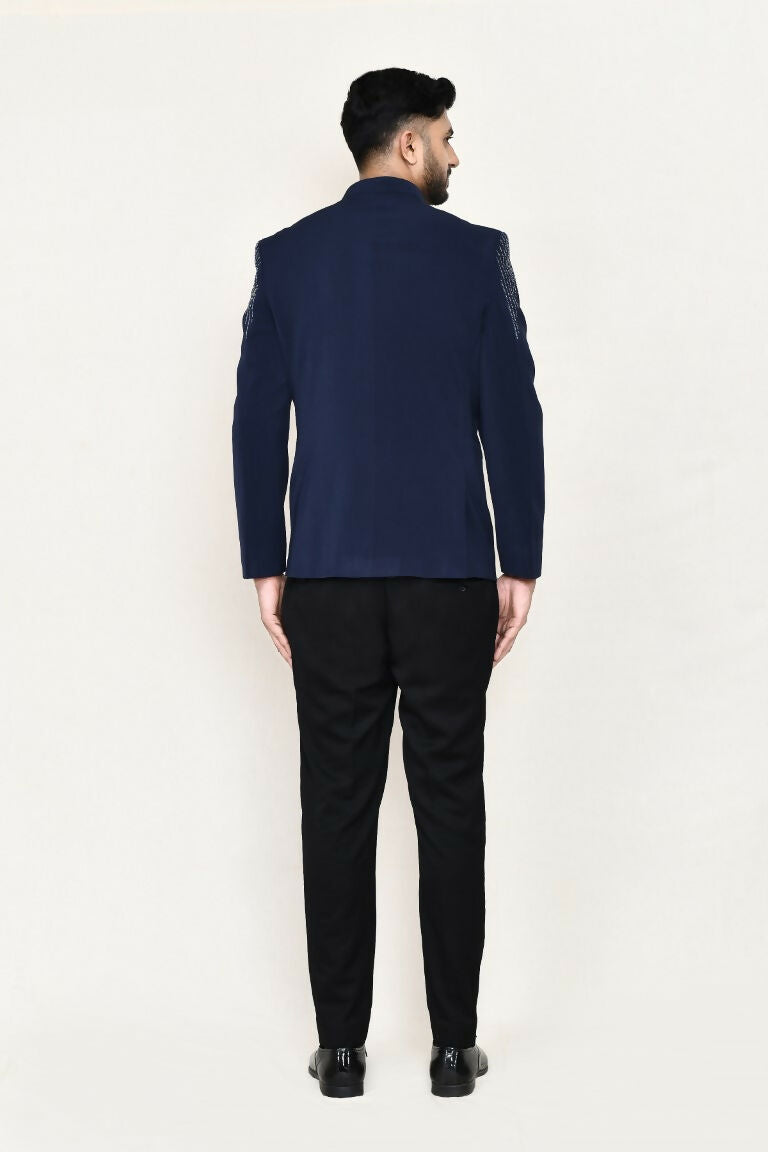 Joban Fashion Blue Colored Terry Rayon Fabric Prince Coat With Pant