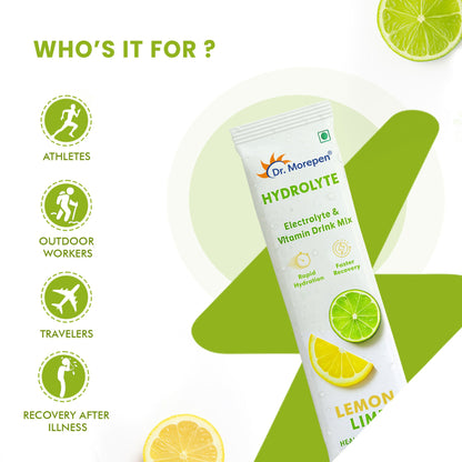 Dr. Morepen Hydrolyte Electrolyte & Vitamin Drink Mix - Lemon Lime