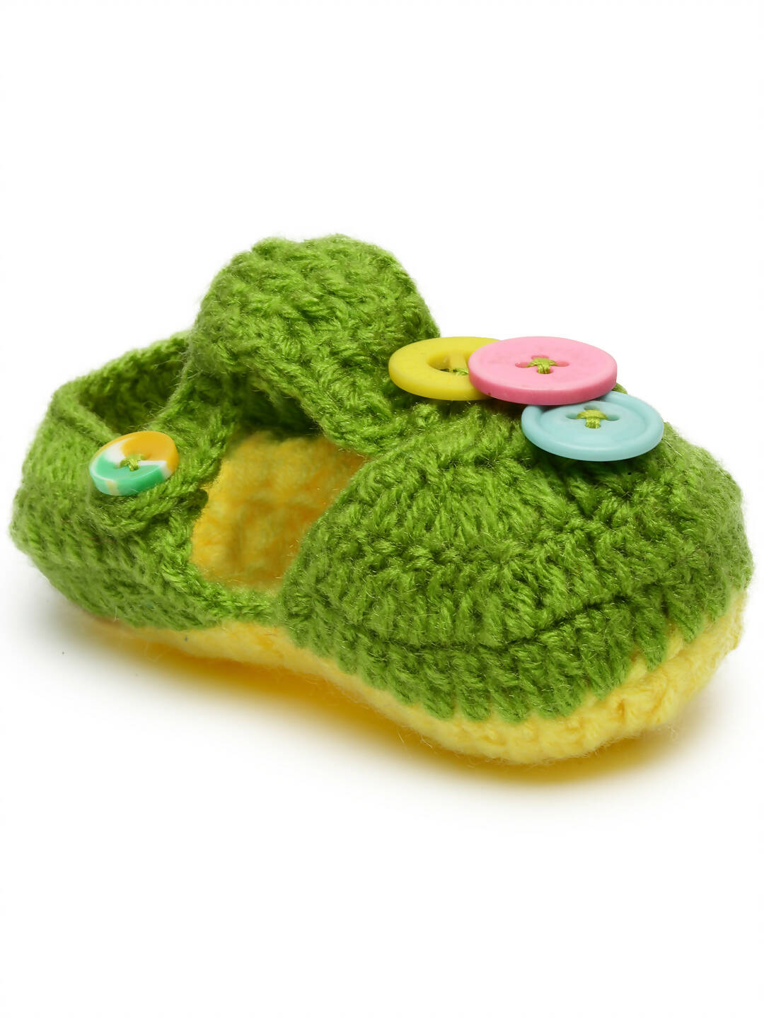 Chutput Kids Woollen Hand Knitted Self Desgin Detailed Booties - Green