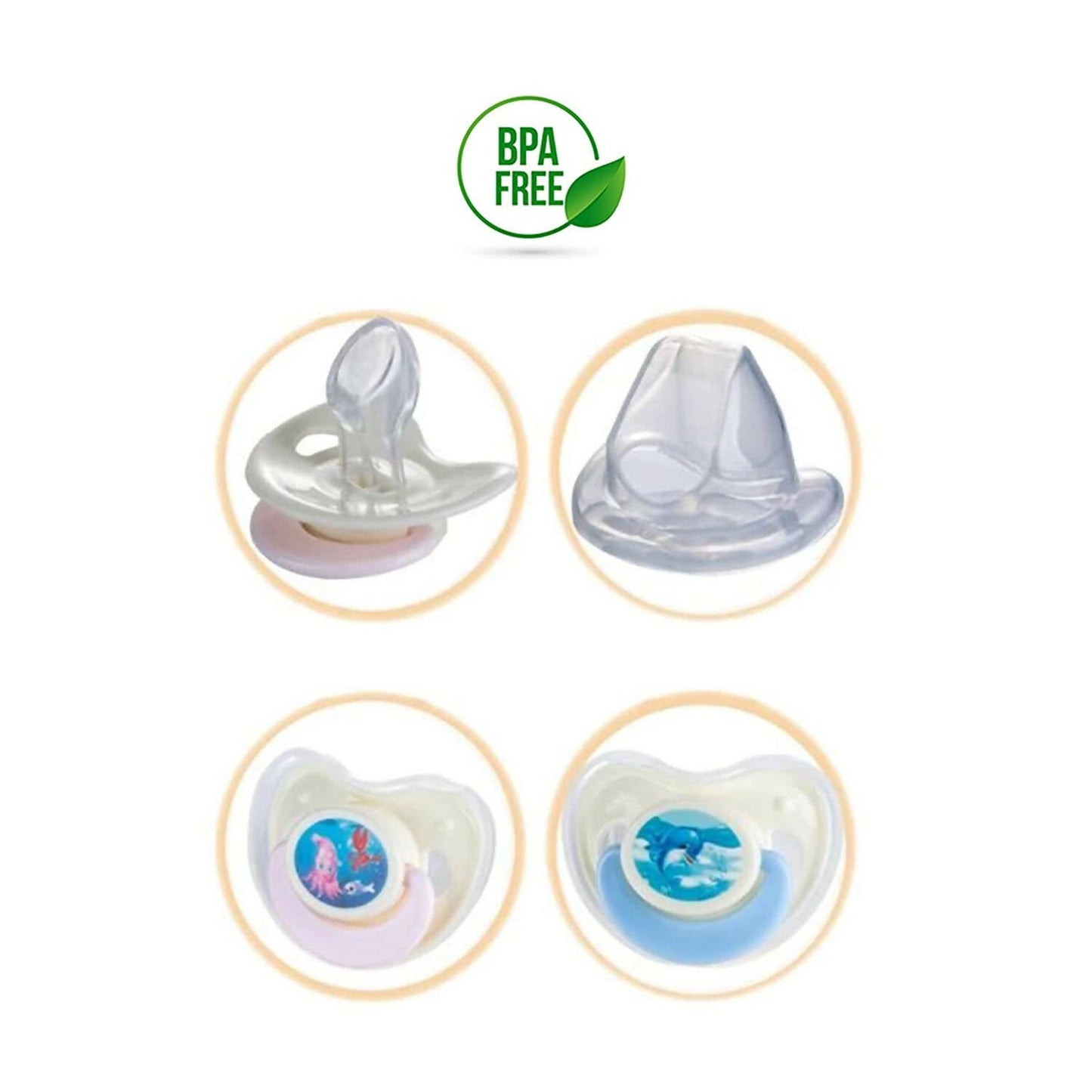Safe-O-Kid Cartoon Design Silicone Pacifier/Soother With Holder Chain And Clip - Assorted