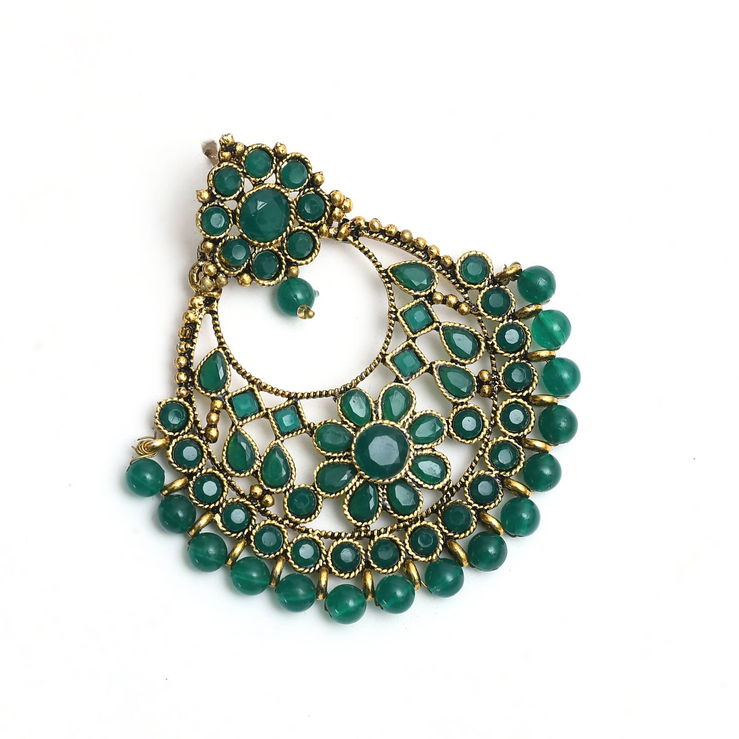 Mominos Fashion Johar Kamal Golden And Green Beaded Earrings