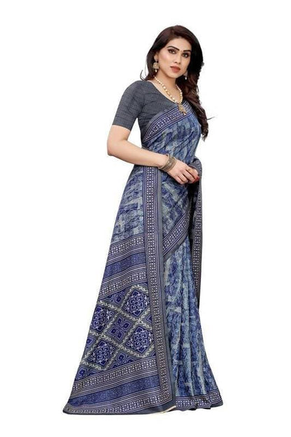 Vamika Printed Blue Crepe Silk Saree (ICE BLUE)
