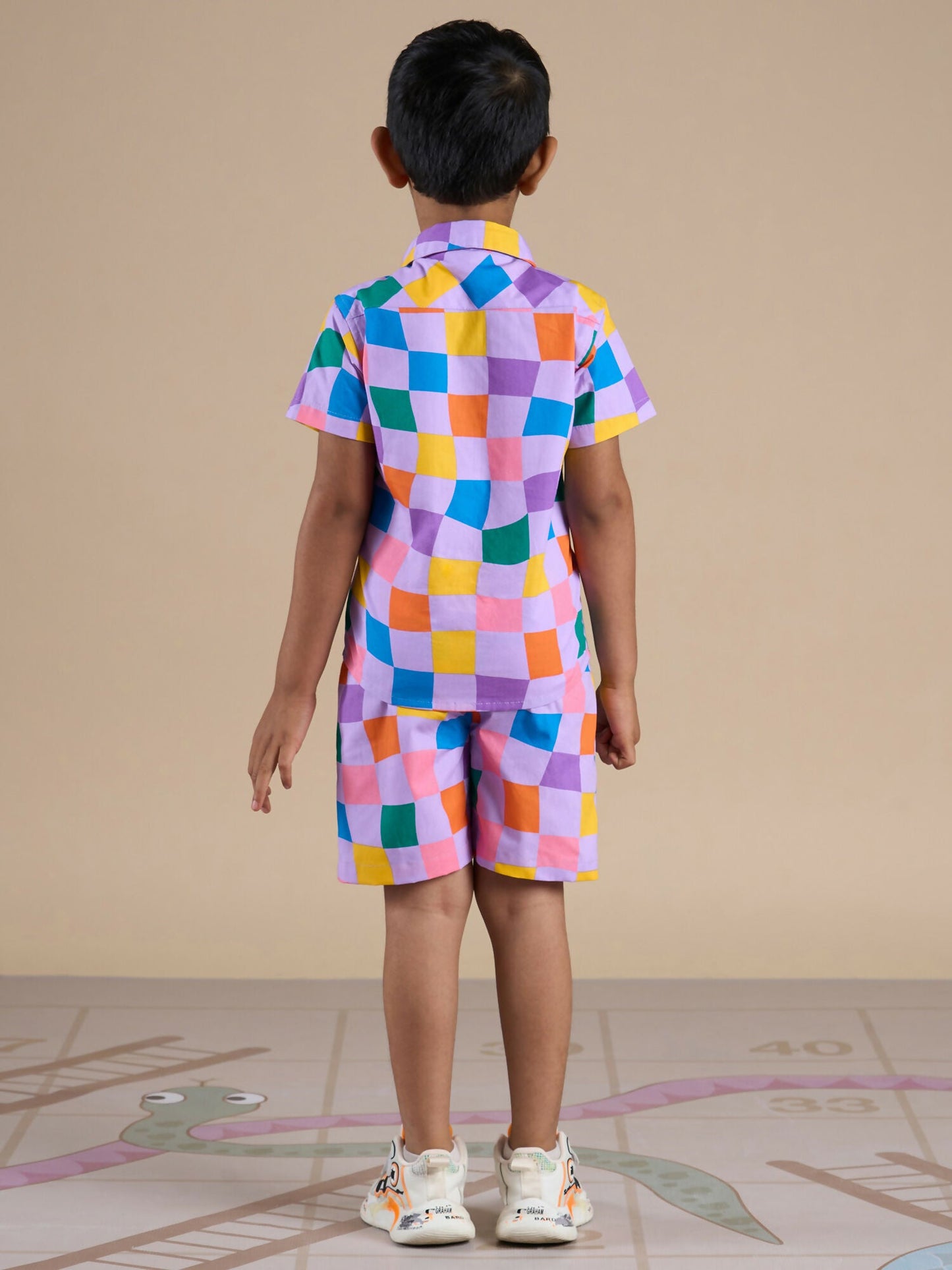 Snakes and Ladders Boys Multi Color Rotary Print Shirt and Boxer Set from Siblings Collection