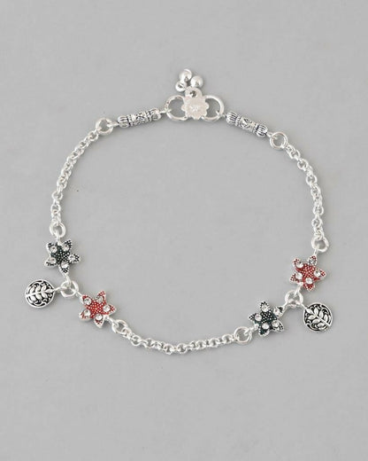 VOJ Set of 2 Traditional Flower Shaped Designer Anklet