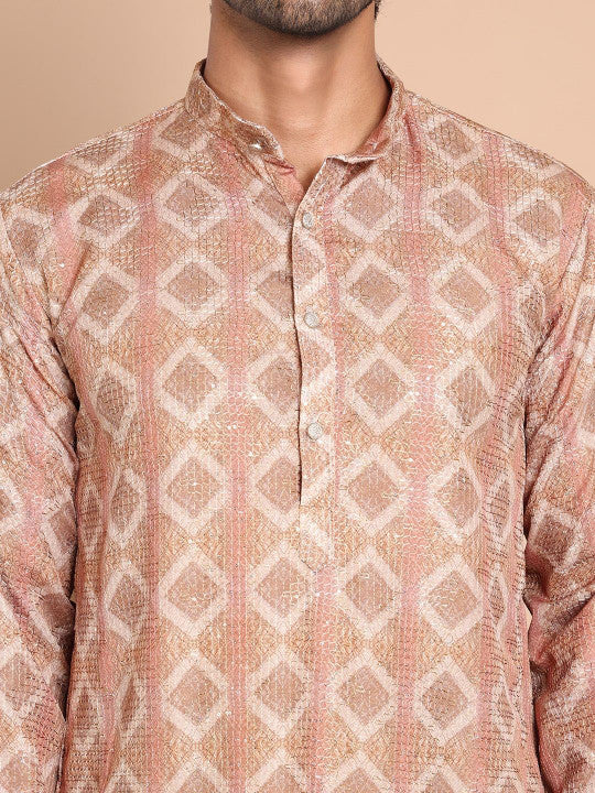 Anouk Men Geometric Printed Sequinned Kurta