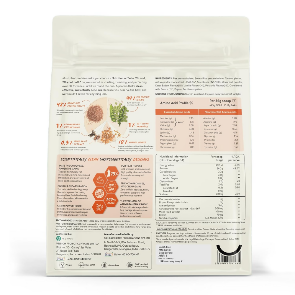 Happy Cultures 26g Tastiest Plant Protein| Kesar Badam Pista