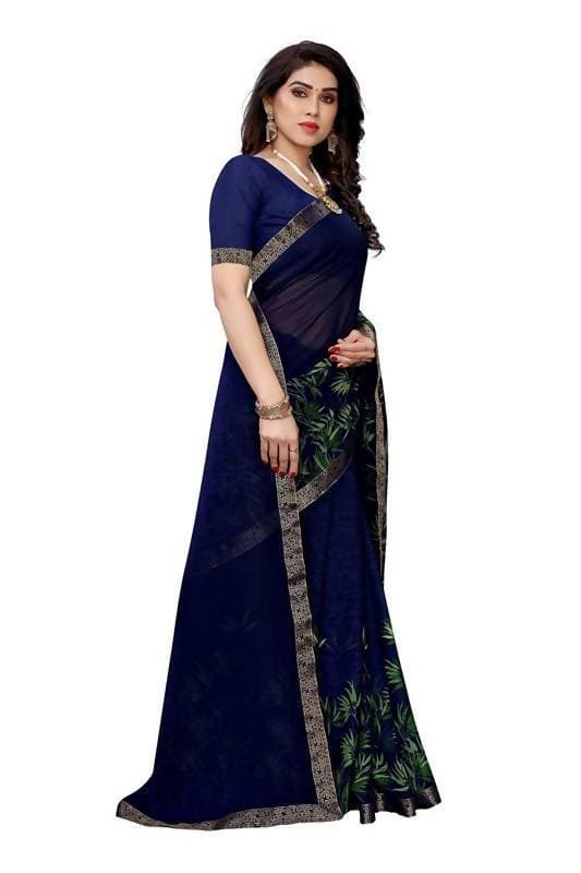 Vamika Navy Georgette Lace Work Saree (Prachi Navy)