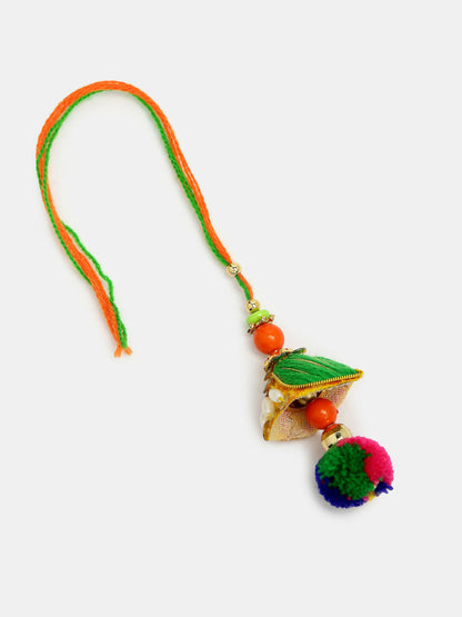 NVR Women & Men Set of 2 Multicolor Beaded Bhaiya Bhabhi Rakhi With Roli Chawal & Chocolate