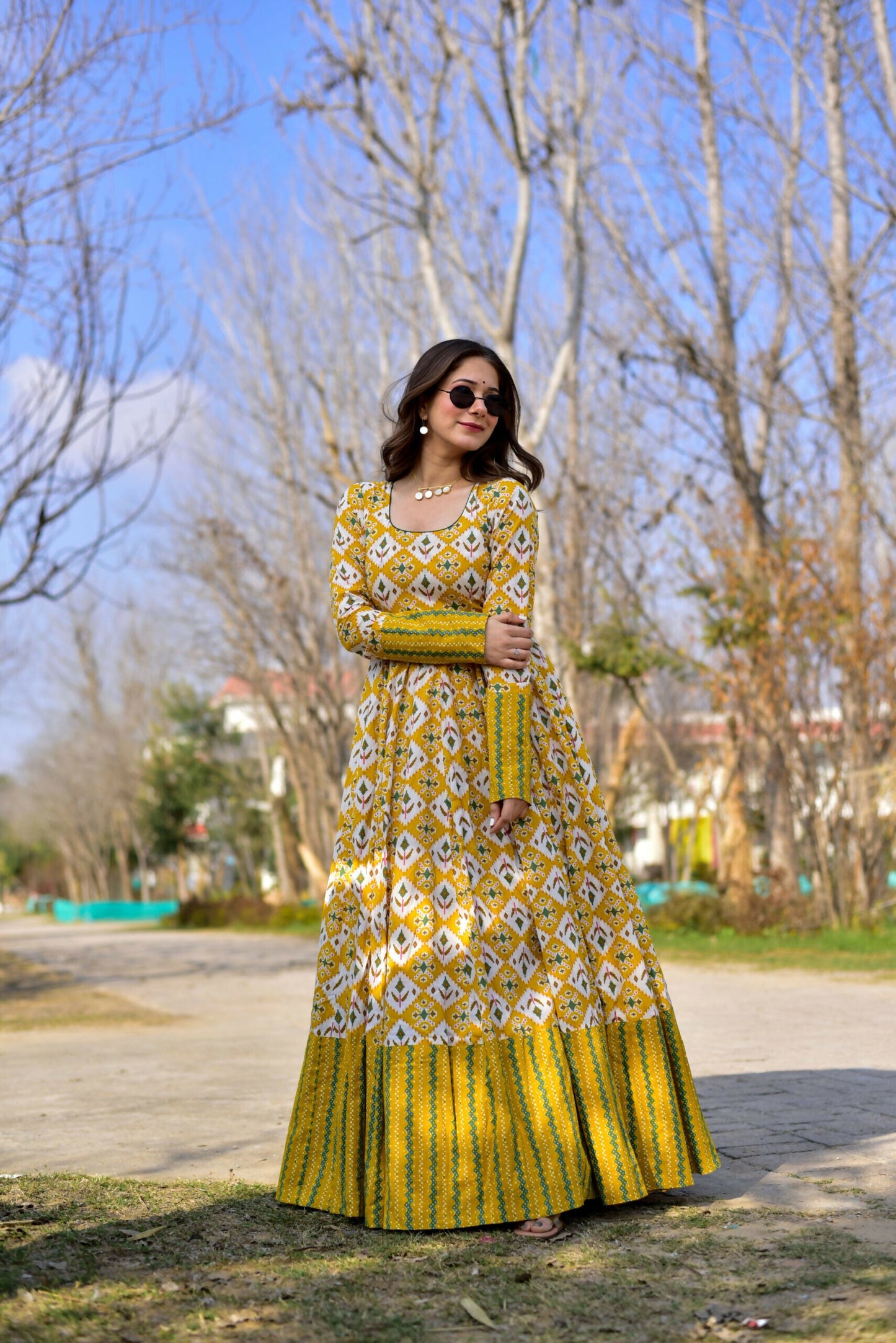 Aayaa Pure Muslin Gown With Heavy Digital Print - Multi Color