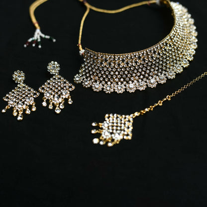 Mominos Fashion Johar Kamal Traditional Rajwadi Design Heavy Golden Colour Necklace Set