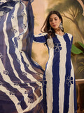 Sangria Floral Printed V-Neck Pure Cotton Straight Kurta With Trousers And Dupatta