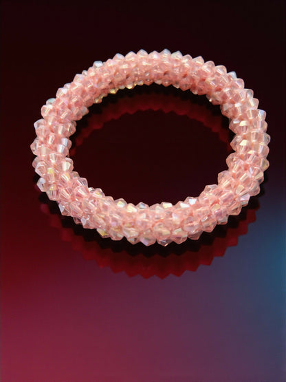 Inhanns Unisex Crystal Bloom – Adjustable Crystal Bead Bracelets - Baby Pink
