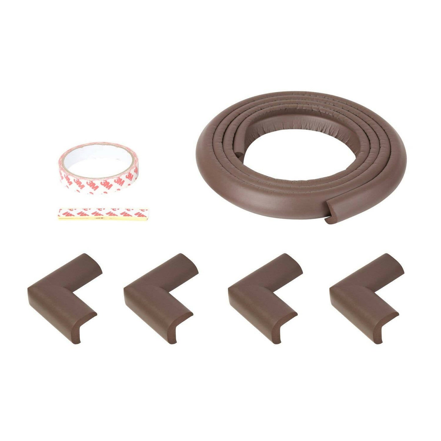 Safe-O-Kid Unique High Density L-Shaped 2 Mtr Long Large Edge Guard With 16 Corner Cushions - Brown